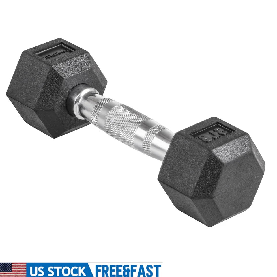 Hex Dumbbell 5lbs Rubber Coated Ergonomic Handle Weight Training Home Gym Equipment Strength Training Fitness
