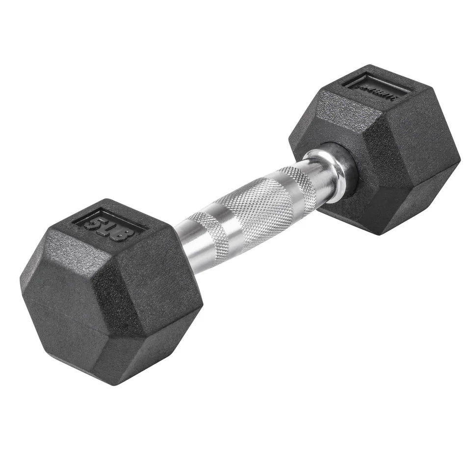 Hex Dumbbell 5lbs Rubber Coated Ergonomic Handle Weight Training Home Gym Equipment Strength Training Fitness