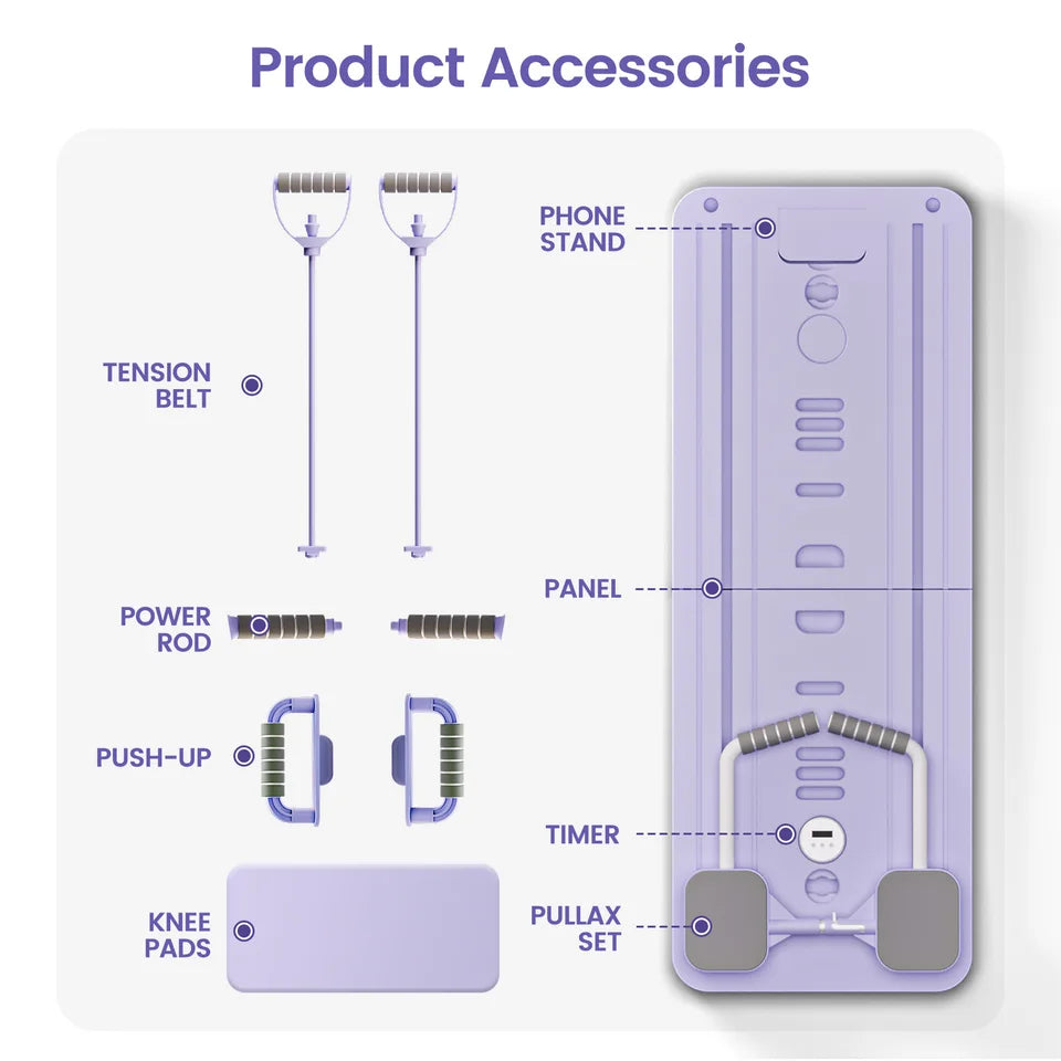 Ab Board Foldable Pilates Board Multi-Functional Full-Body Exercise Core Training Reformer for Home Workout Fitness Exercise Abs